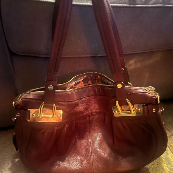 B. Makowsky Rich Brown Leather Shoulder Bag - Picture 1 of 6